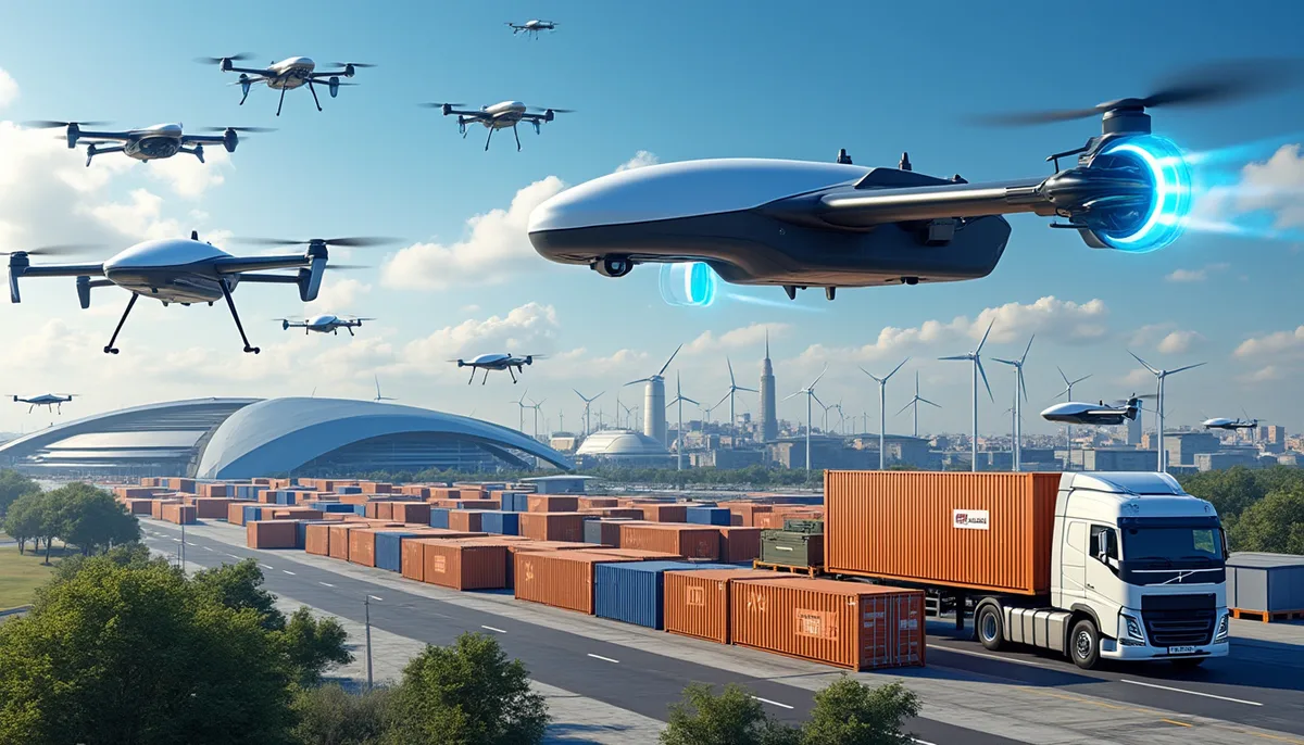 Drones autonomes d'inspection survolant un pont, une éolienne et des lignes électriques